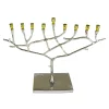 Classic Touch Hammered Stainless Steel Candle Menorah