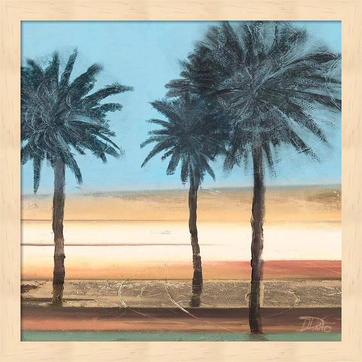 Metaverse Coastal Palms On Aqua By Patricia Pinto Framed Art
