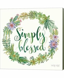 Metaverse Simply Blessed Succulent Wreath By Cindy Jacobs Canvas Art