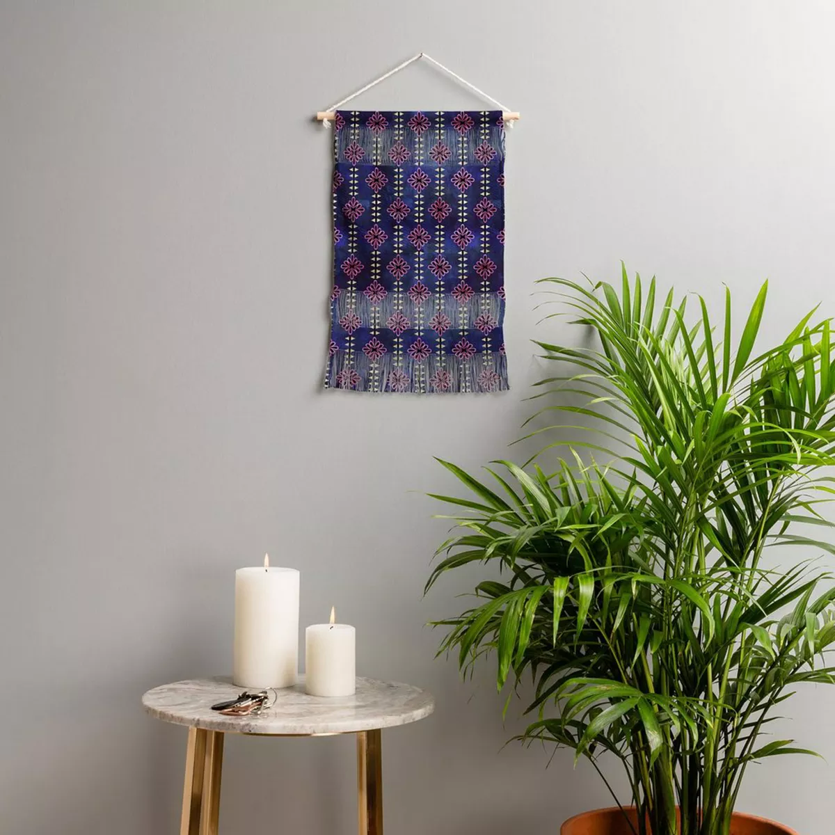 Deny Designs Schatzi Brown Flower Stripe Sparkle Wall Hanging Portrait, 11x16 - Image 2