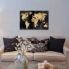 ICanvas The World - Gold On Black By Russell Brennan Gallery-Wrapped Canvas Print (18 X 26 X 0.75)