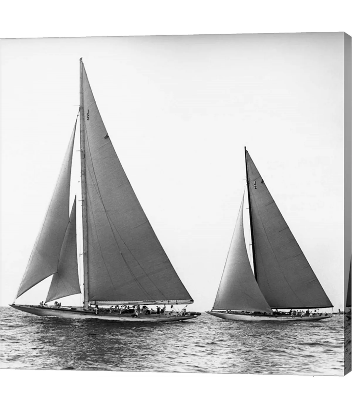 Metaverse Sailboats In The America's Cup, 1934, Detail By Edwin Levick Canvas Art