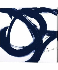 Metaverse Navy Circular Strokes I By Megan Morris Canvas Art