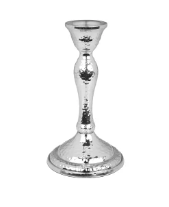 Classic Touch 6.5 Hammered Nickel Candlestick