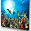 Design Art Art Colorful Coral Reef With Fishes Seascape Canvas Art Print - 40 X 30