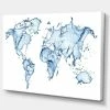 Design Art Art World Map Water Splash Abstract Map Canvas Art Print - 32 X 16