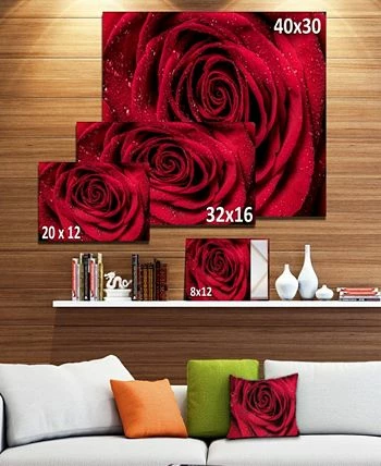 Design Art Art Red Rose Petals With Rain Droplets Floral Art Canvas Print - 32 X 16 - Image 2