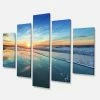 Design Art Art Bluewith Distant Sunset Seascape Canvas Art Print - 60 X 32 - 5 Panels
