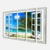 Design Art Art Window Open To Beach With Palm Extra Canvas Art - 60 X 28 - 5 Panels