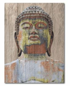 COURTSIDE MARKET Wooden Painted Buddha Gallery-Wrapped Canvas Wall Art - 16 X 20