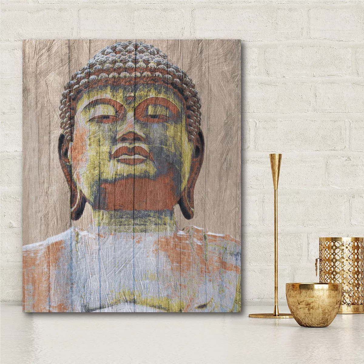 COURTSIDE MARKET Wooden Painted Buddha Gallery-Wrapped Canvas Wall Art - 16 X 20 - Image 2