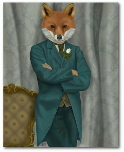 COURTSIDE MARKET Fox Victorian Gentleman Portrait Gallery-Wrapped Canvas Wall Art - 16 X 20