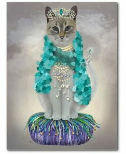 COURTSIDE MARKET Grey Cat With Bells Full Gallery-Wrapped Canvas Wall Art - 18 X 24
