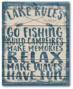 COURTSIDE MARKET Lake Rules Gallery-Wrapped Canvas Wall Art - 16 X 20