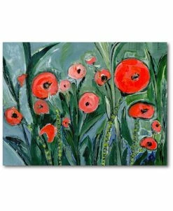 COURTSIDE MARKET Red Pansies Gallery-Wrapped Canvas Wall Art - 18 X 24
