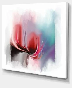 Design Art Art Red Abstract Flower Illustration Extra Large Floral Wall Art - 40 X 30