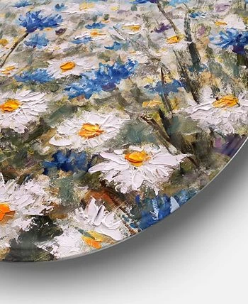 Design Art Art 'Glade Of Cornflowers And Daisies' Ultra Glossy Floral Metal Circle Wall Art - 23 X 23 - Image 3