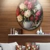 Design Art Art 'Bouquet Of Blooming Peonies' Ultra Glossy Floral Metal Circle Wall Art - 23 X 23