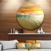 Design Art Art 'Amazingly Colorful Beach With Footprints' Seascape Metal Circle Wall Art - 36 X 36