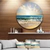 Design Art Art 'Cloudy Sky And Vibrant Blue Sea' Seascape Metal Circle Wall Art - 36 X 36