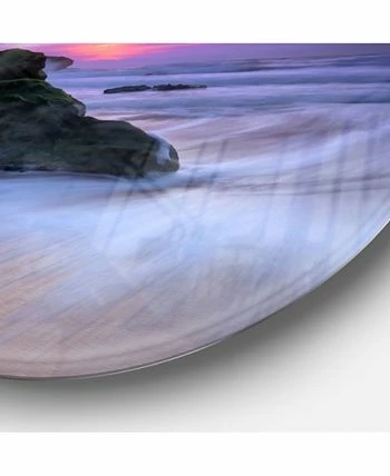Design Art Art 'Slow Motion Waves On Winch Beach' Seashore Metal Circle Wall Art - 36 X 36 - Image 3