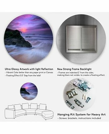 Design Art Art 'Slow Motion Waves On Winch Beach' Seashore Metal Circle Wall Art - 36 X 36 - Image 5