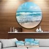 Design Art Art 'Indian Ocean Panoramic View' Extra Large Seashore Metal Circle Wall Art - 36 X 36