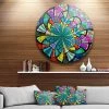 Design Art Art 'Multi Color Large Fractal Flower Pattern' Floral Metal Circle Wall Art - 23 X 23