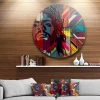 Design Art Art 'Jesus Over Abstract Wooden Design' Ultra Glossy Large Abstract Oversized Metal Circle Wall Art - 36 X 36