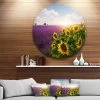 Design Art Art 'Lavender And Sunflower Fields' Disc Floral Metal Circle Wall Art - 36 X 36