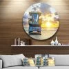 Design Art Art 'Miami South Beach Sunrise' Disc Large Seashore Metal Circle Wall Art - 36 X 36