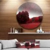 Design Art Art 'Mystical Red Spring Night' Landscape Round Circle Metal Wall Art - 36 X 36