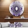 Design Art Art 'Purple Fractal Pattern With Circles' Abstract Round Circle Metal Wall Art - 36 X 36