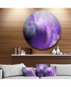 Design Art Art 'Perfect Light Purple Starry Sky' Abstract Round Circle Metal Wall Art - 23 X 23