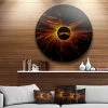 Design Art Art 'Dark Solar Eclipse On Black' Abstract Art On Round Circle Metal Wall Decor Panel - 23 X 23