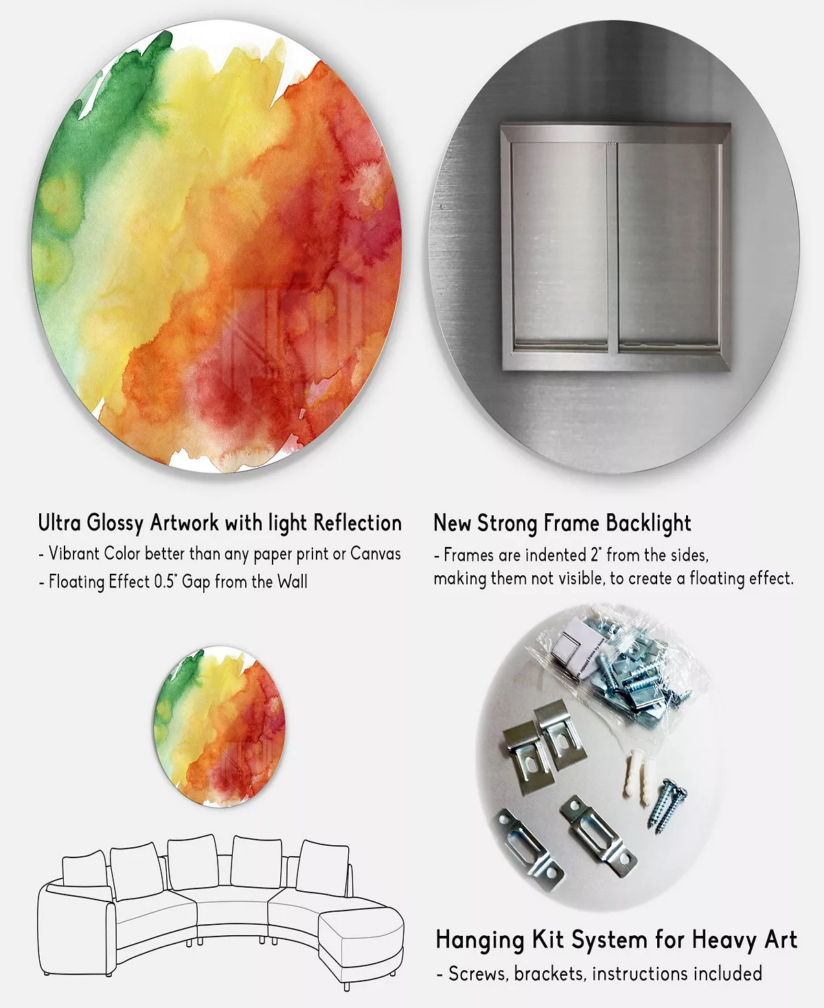 Design Art Art 'Color Explosion' Abstract Circle Metal Wall Art - 23 X 23 - Image 5