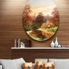 Design Art Art 'The Red River' Landscape Circle Metal Wall Art - 36 X 36