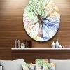 Design Art Art 'Four Seasons Tree' Floral Circle Metal Wall Art - 36 X 36