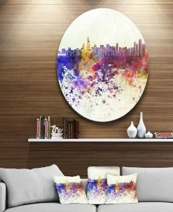 Design Art Art 'Chicago Skyline' Disc Cityscape Circle Metal Wall Art - 23 X 23