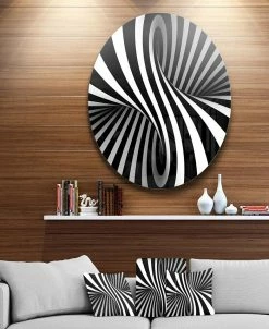 Design Art Art 'Black And White Spiral' Disc Abstract Circle Metal Wall Art - 36 X 36