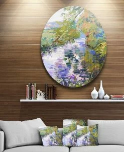 Design Art Art 'Fall In Amazing Colors' Disc Landscape Painting Circle Metal Wall Art - 36 X 36