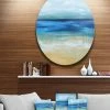 Design Art Art 'Warm Tropical Sea And Beach' Disc Seascape Circle Metal Wall Art - 36 X 36