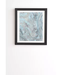 Deny Designs Ice Blue And Gray Marble Framed Wall Art