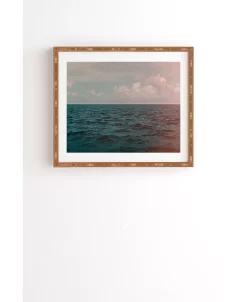 Deny Designs Turquoise Ocean Peach Sunset Framed Wall Art