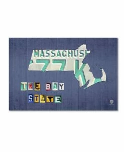 Trademark Global Design Turnpike 'Massachusetts License Plate' Canvas Art - 19 X 12 X 2