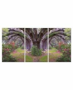 Chic Home Decor Lavender Cherry 3 Piece Wrapped Canvas Wall Art Garden -27 X 60