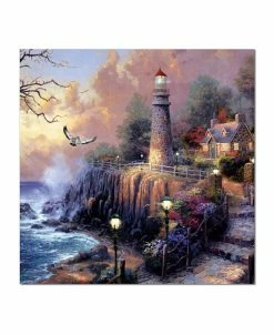 Chic Home Decor Light House 1 Piece Wrapped Canvas Wall Art By The Sea -24 X 24