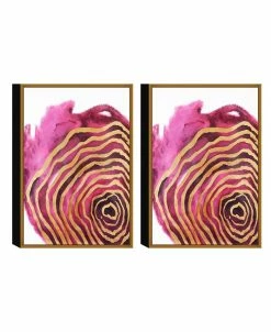 Chic Home Decor Golden Petal 2 Piece Set Framed Canvas Wall Art Floral -20 X 31