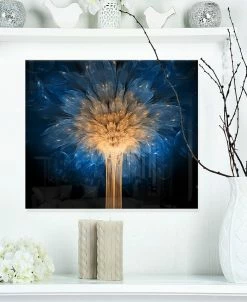 Design Art Art 'Fractal 3D Blue Dragon Flower' Abstract Metal Wall Art - 20 X 12