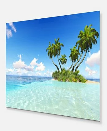 Design Art Art 'Corals Island Under Blue Sky' Seascape Metal Wall Art - 20 X 12 - Image 2